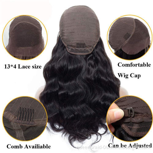 13x4 Lace Front Human Hair Wigs Body Wave Wigs Brazilian Virgin Human Hair Lace Wigs Pre Plucked with Baby Hair Natural Color